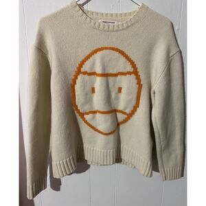 Tory Sport Merino Wool Knit Sweater Size Xsmall Cream Orange